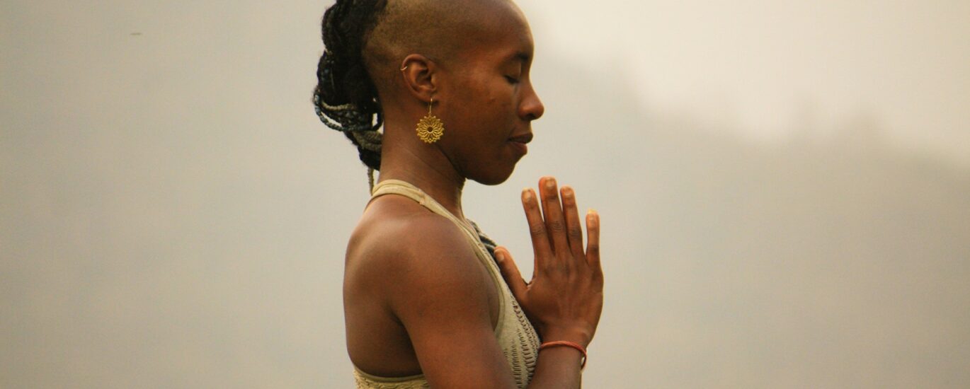 Woman stilness breathing